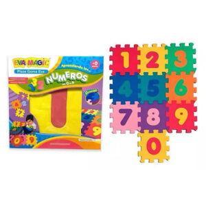Piso goma eva caja x10 numeros.  numeros del 0 al 9. 10 piezas de 31,5×31,5