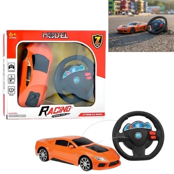 Auto a radio control 2F con volante. Lleva pilas AA