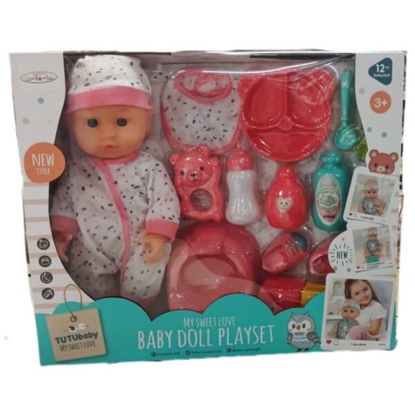 Babydoll. Bebe 30cm. Cuerpo de goma con accesorios y pelela.