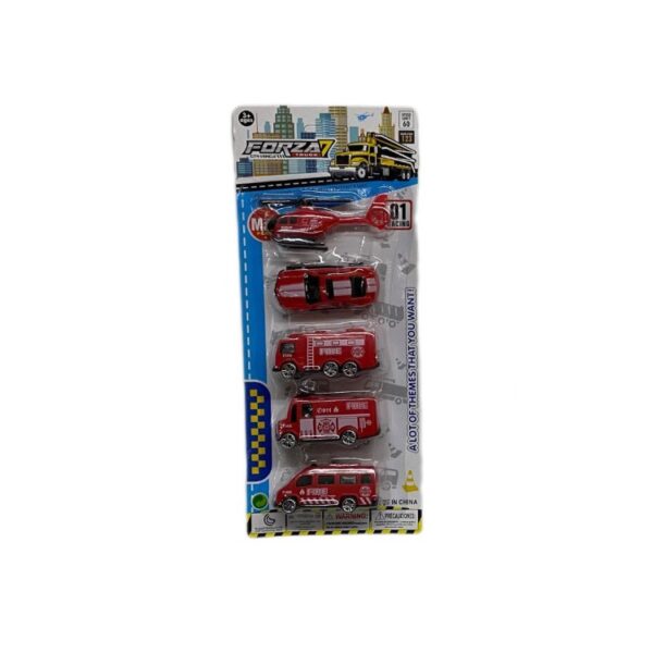 Set bombero auto x5  blister 30 x 12cm