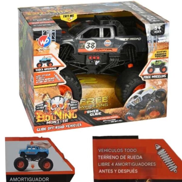 Auto Monster Truck 689. Tiene 3 botones de sonido. Rueda libre. Caja 40cm x 31cm alt