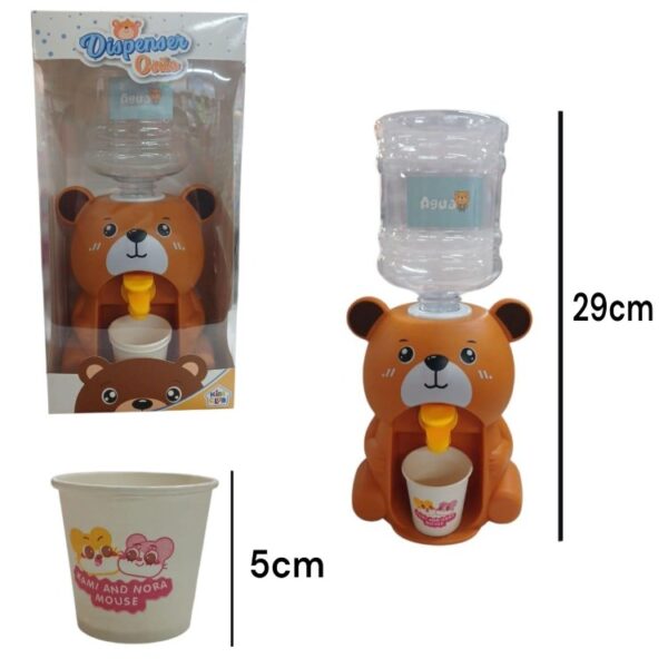 Dispenser de agua osito 29cm alt. Trae 2 vasos de 5cm