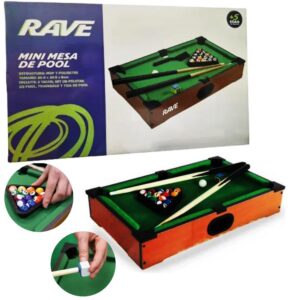 Mesa de pool .Medida  50,5 x 30,5 x 8cm. Trae 2 , set de pelotas de pool, triángulo y tiza de pool.