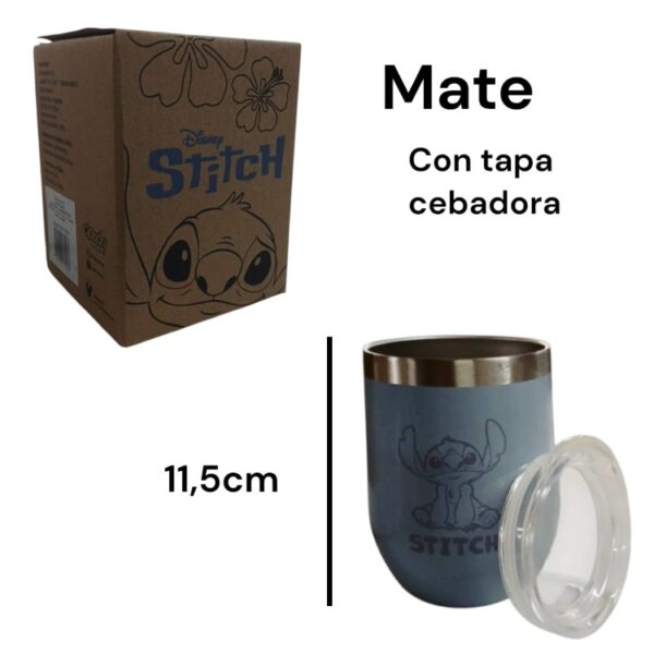 Mate Stitch con tapa cebadora azul