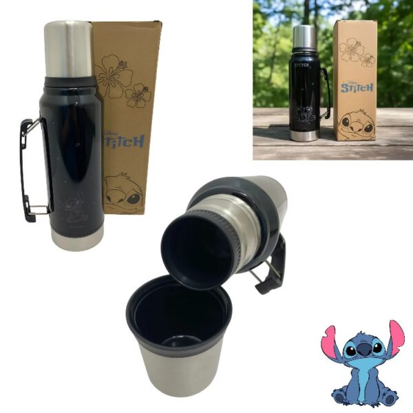 Termo Stitch 1lt acero inoxidable a rosca, con manija.