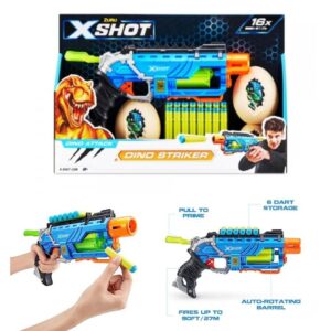 Pistola con dardos y objetivos. Dino Striker. Xshot