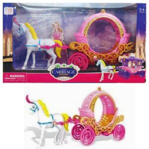 Caballo con carruaje rosa  13624