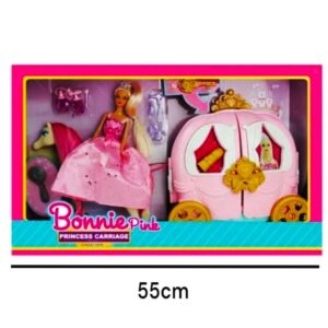 Muñeca Bonnie con carruaje de princesa, caballo y accesorios