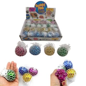 Squishy mini pelota en red con glitter 666