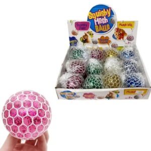 Apretable pelota en red con glitter 8cm diam.