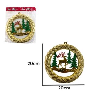 Adorno de puerta- Corona 20cm oro con reno