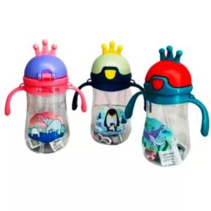 Botella infantil con sorbete de silicona y correa. 350cc