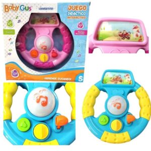 Volante didactico interactivo. Con luces y sonidos. Rosa