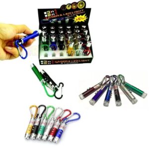 Laser 3 en 1. Linterna, Puntero laser y luz ultravioleta Para colgar del llavero