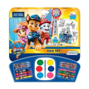 Giga set Paw Patrol. Contiene hojas, crayones, lápices, témperas y stickers.