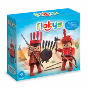 Flokys set de 2 muñequitos el cacique y el indiecito, con accesorios