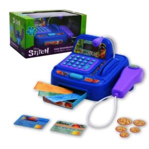 Registradora Stitch  caja 26cm x 17cm. Con sonido y luz.