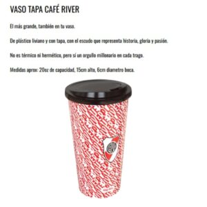 Vaso plastico con tapa River escudo 600cc