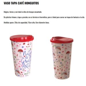 Vaso plastico con tapa Bosque /honguito 600cc