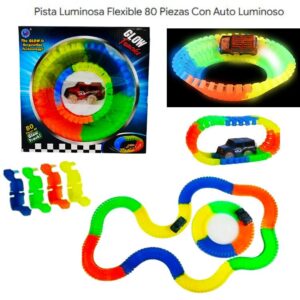 Pista luminosa flexible con auto de 80 piezas