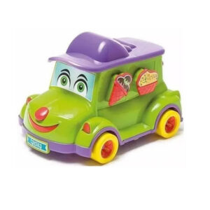 Camión de arrastre dulcería animada, tiene 4 figuras dulces para encastrar