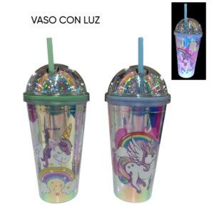 Vaso 450 ml unicornio con arcoiris en tapa