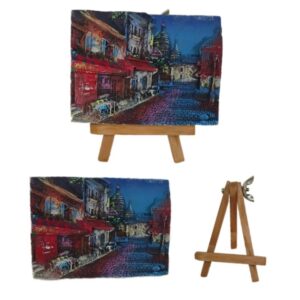 Cuadro de poliester con relieve en atril chico. Diferentes paisajes. 7cm x 10cm.