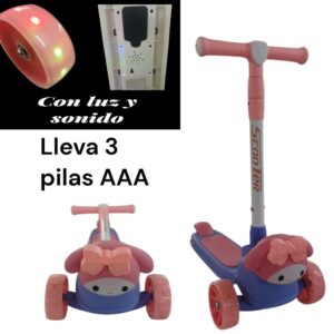 Monopatin 3 ruedas con luz y sonido Melody. Soporta hasta 30 kg
