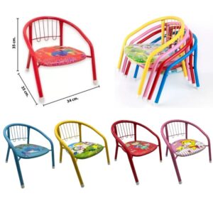 Silla infantil metal tapizada con respaldo