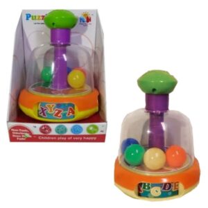 Trompo giratorio. Presiona la manija y dan vuelta las bolitas.