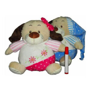 Sonajero de peluche perro bebé 27cm, dos colores.