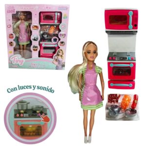 Muñeca Tiny con cocina y accesorios 77456