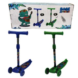 Monopatin 3 ruedas invertidas dino caja. Soporta hasta 35kg.