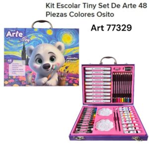 Valija set arte 77329 Osito. 48 piezas. Trae pasteles al oleo, temperas. lapices, fibras y accesorios