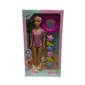Muñeca tiny con accesorios de playa.