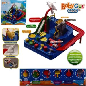 Pista con dos autos y avion con iman. Circuito para interactuar. Gus 77798.