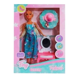 Muñeca Tiny con tocador y accesorios.