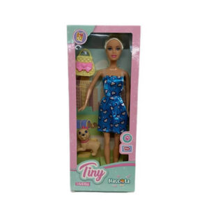 Muñeca Tiny cuerpo duro c/mascota.Caja 30x12cm