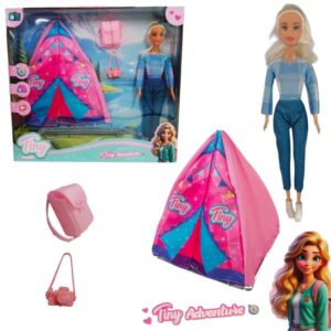 Muñeca Tiny Camping con su mochila y cámara. 76643