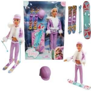 Muñeca Tiny Invierno con skateboard y esquíes. 76645