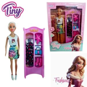 Muñeca Tiny Fashion 77466 con armario, ropa y accesorios