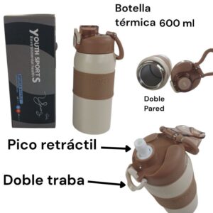 Botella termica de 600ml acero inox. doble capa.