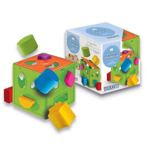 Cubo didáctico desarmable con formas encastrables