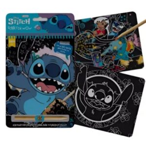 Scratch Wow StitchContiene 12 láminas para revelar.