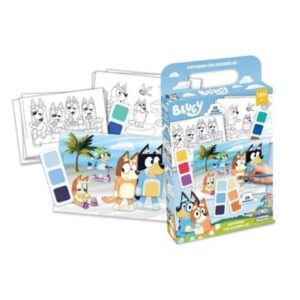 Pintando con acuarelas Bluey. Contiene 30 hojas para pintar, acuarelas y pincel.