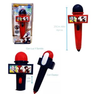 Microfono luminoso Spidey. Amplifica la voz,con luz y espejo.