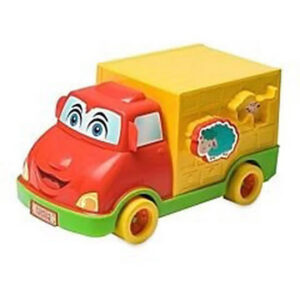 Camión de arrastre granja animada con 4 figuras de animales de encastre