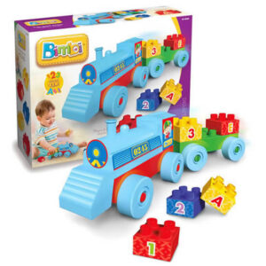 Bloques para armar trencito con stickers de números que van del 1 al 5 y vocales.Tamaño del bloque:24 mm x 30 mm