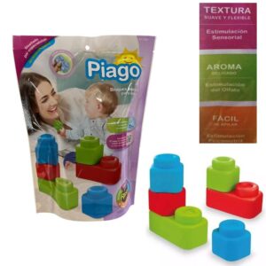 Bloques Soft x 6 piezas Piago. bloques blandos con aroma, apilables. +6 meses
