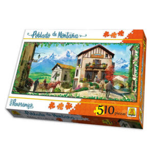 Rompecabezas 510 piezas poblado de la montaña. Medida 30.5 x 69.5 cm